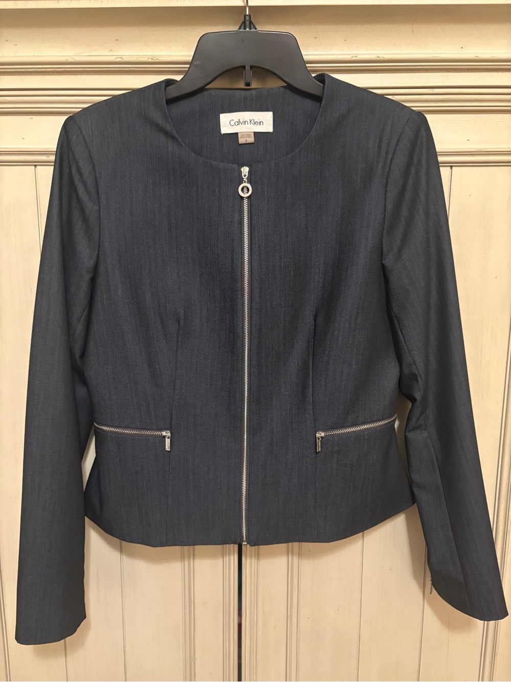 Calvin Klein Women's Dark Navy Zip Front Blazer